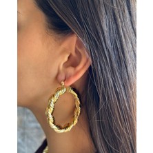 Nunu Takı Altın Örgü Halka Küpe