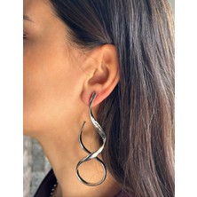 Nunu Takı Uzun Sarmal Gümüş Küpe