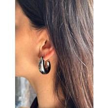 Nunu Takı Gümüş Ay Halka Küpe