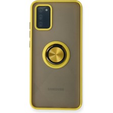 Samsung Galaxy A02S Kılıf Montreal Yüzüklü Silikon Kapak - Sarı