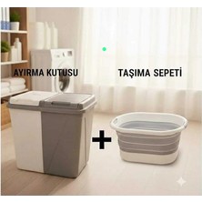 Violet 2'li Düzenleme Ekonomi Paketi! (2 Bölmeli Çamaşır Sepeti + Katlanır Taşıma Sepeti)