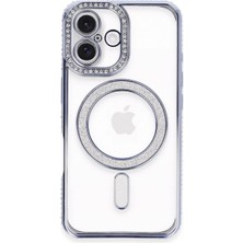 Iphone 16 Plus Kılıf Joke Simli Magneticsafe Kılıf - Mavi