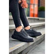 Zengezur Mall Sptrns KB-X155 Kuback Siyah Cilt Detaylı Siyah Yüksek Taban Günlük Spor Ayakkabı (Numara: 43)