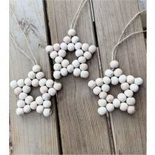 SSCglow 3 'lü Set Dekoratif Renkli Ahşap Boncuk Yıldız, Kapı Süsü, Renkli Yıldız, Cocuk Odası,mutfak