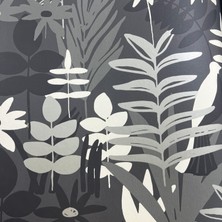 AYZUN Siyah Bej Krem Çiçek Yaprak Desen Duvar Kağıdı 112031