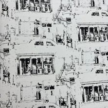 AYZUN Siyah Beyaz Mimari Desenli Duvar Kağıdı 112039