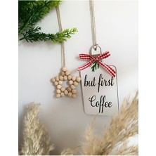 SSCglow Kahve Köşesi Süsü Iskandinav Tarzı Mutfak Dolap Dekorasyon & Ahşap Yıldız 2'li Set