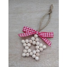 SSCglow Dekoratif 5'köşeli Ahşap Boncuklu Yıldız, Kapı Duvar Mutfak Bebek Odası Bohem Süs