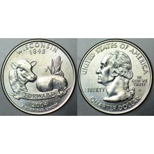 Banknoting Amerika Çeyrek Dolar 2004 D Eyaletler Serisi-Wısconsın. Çilaltı.