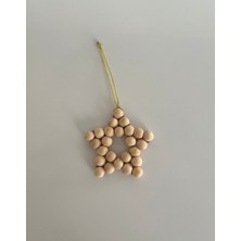 SSCglow Dekoratif Ahşap Boncuk Yıldız&çocuk Bebek Odası,duvar,yılbaşı Süsü-Altın ve Hasır Ip ile Birlikte