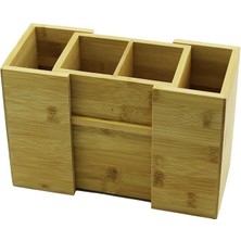 Vanch AÇ-KAPA - 2+2 BÖLMELİ   TEZGAH ÜSTÜ  BAMBU - AHŞAP KAŞIKLIK (5264)