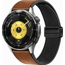 MMP Shop Huawei Watch Gt6 46MM Uyumlu Manyetik Tokalı Suni Deri Kordon
