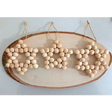 SSCglow 3'lü Dekoratif Ahşap Boncuk Yıldız, Kapı Süsü, Çocuk Odası Süsü S-5