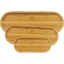 Gusion 3'lü Oval Sunum Tabağı Seti Ahşap 33X10 Cm, 39X15 Cm, 13X5 cm Farklı Boyutları