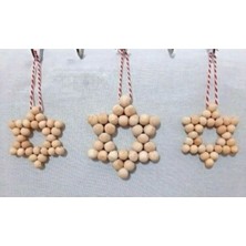 SSCglow Ahşap Dekoratif Boncuklu Yıldız 3'lü Set, Kapı Duvar Mutfak Bebek Odası Süsü