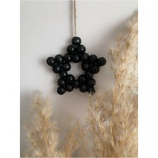 SSCglow Dekoratif Ahşap Boncuklu Yıldız, Kapı Duvar Mutfak Bebek Odası  Süs Kırmızı Siyah