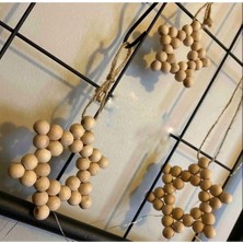 SSCglow Dekoratif Ahşap Boncuklu Yıldız 3'lü, Kapı Duvar Mutfak Bebek Odası Süsü