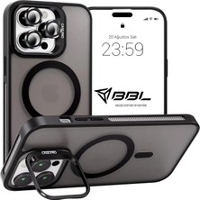 Bilişim Akademi iPhone 15 Pro Uyumlu Stantlı  Kılıf Case Pro Tank Kılıf Lens  Koruyucu Zırhlı Kılıf - Siyah