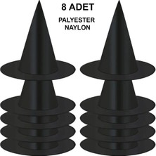 Vanch 8 Adet Siyah Cadı Şapkası – Yetişkin &amp;amp; Çuk Kostüm Aksesuarı (5264)