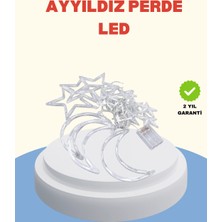 Karahanbey Pilli Çalışan Yıldız Ay Perde LED Işık 2 Modlu Dekorasyon