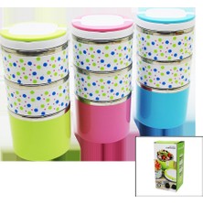 Vanch Çiçekli 3lü Sefer Tası - Saklama Kabı Renkli 1.26LT (5264)