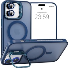 Bilişim Akademi iPhone 12 Uyumlu Stantlı  Kılıf Case Pro Tank Kılıf Lens  Koruyucu Zırhlı Kılıf - Lacivert