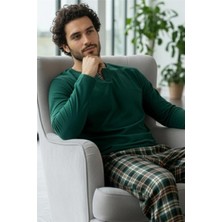 Yeşil Stylish Erkek Uzun Kol Pijama Takımı