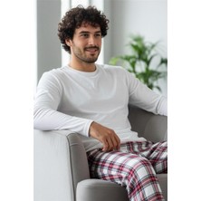Pijama Evi Beyaz Stylish Erkek Uzun Kol Pijama Takımı