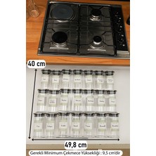 Color House 21 Adet Çelik Kapaklı Baharatlık Borosilikat (Cam) 300ML Kavanoz 6 Adet Kenarlıklı Düzenleyici Stant