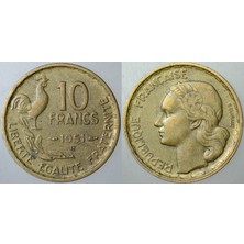 Banknoting Fransa 10 Frank 1951 B Harfi= Beaumont Darbı.