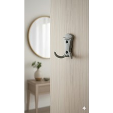 Seçilir 5 Adet Plastik Gri Renk Askılık Kancası - 7 cm Portatif Düzenleyici Kanca Seti