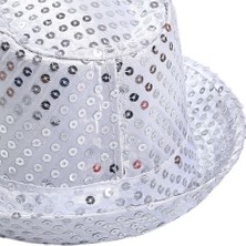 Evaglow Çocuk Boy Gümüş Payetli Şapka Gösteri Şapkası Michael Jackson Şapkası 54 No