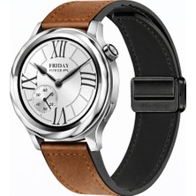 MMP Shop Xiaomi Watch S4 / S3 / S2 / S2 Pro / S1 Active / S1 Uyumlu Manyetik Tokalı Suni Deri Kordon