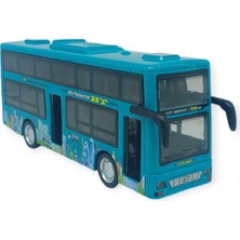 Sesli Işıklı Çift Katlı Otobüs 20 cm - Yeşil (Lisinya)