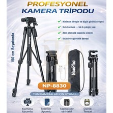 Moxti Neepho NP-8830 Profesyonel Tripod – Bluetooth Kumandalı, 155 cm Ayarlanabilir Çekim Desteği