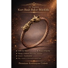 Viking Kurt Başlı Bakır Bileklik – Güç, Cesaret ve Sadakati Sembolize Eden Erkek Bakır Bileklik