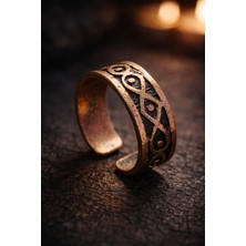 Erkek Bakır Yüzük Üstü Desenli Otanik Model 2 Ayarlanabilir Erkek Yüzük