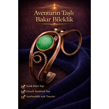 Kadın Bakır Bileklik Doğal Aventurin Taşlı Otantik Model Bilezik Her Bileğe Uygun