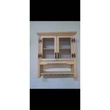 Çam Ağacı Retro Telli Terek - Kahve Köşesi & Mutfak Rafı (50X60X14 Cm)