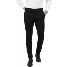 Deepsea Erkek Siyah Modern Fit Likralı Kumaş Pantolon Günlük & Ofis Kullanımı 2602020