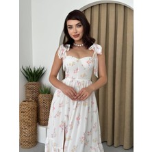 Roseta Bağlamalı Midi Elbise