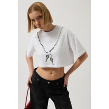 Baskılı Crop T-Shirt