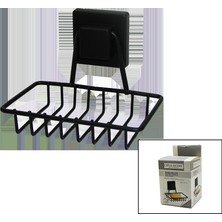 Vanch SİYAH - METAL KATI SABUNLUK KARE GÜÇLÜ YAPIŞKANLI 11X12.5X11CM (5264)