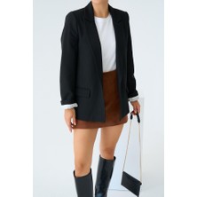 Astarı Çizgili Ceket - Siyah