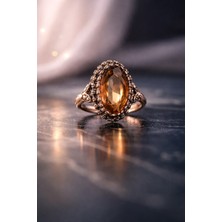Kadın Bakır Yüzük Doğal Zultanit Taşı Oval Model Kelepçe Yüzük