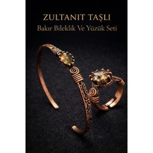 Kadın Bakır Bileklik ve Yüzük Takım Seti Renk Değiştiren Zultanit Taşlı Set El Yapımı Özel Tasarım