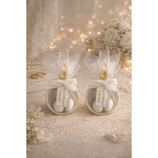 Umut Hediyecilik 10 Adet Süslemeli Halka Şekerleme Nikah Nişan Söz Düğün Hediyeliği Beyaz Kurdele