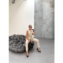 Ti̇na Asi̇metri̇k Keten Yelek Pantolon Takim