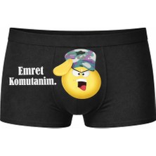 Onudabunuda Erkek Pamuklu Baskılı Boxer Emret Komutanım Desenli Kırmızı