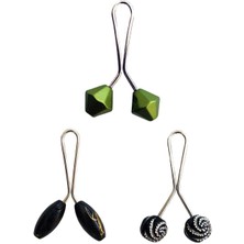 Royaleks 3 Adet Tesettür Eşarp ve Şal Klipsi Siyah Siyah Desenl Yeşil